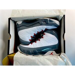 Jordan White and Gray High-Top Sneakers with Red Accents (NO HAGGLING)